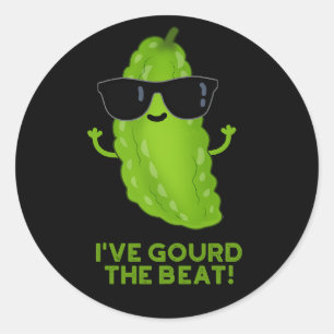 Sticker Rond J'ai Gourd The Beat Funny Veggie Pun Dark BG