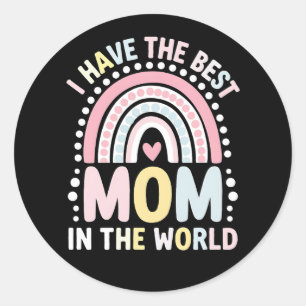 Sticker Rond J'ai la meilleure maman du monde Boho Rainbow