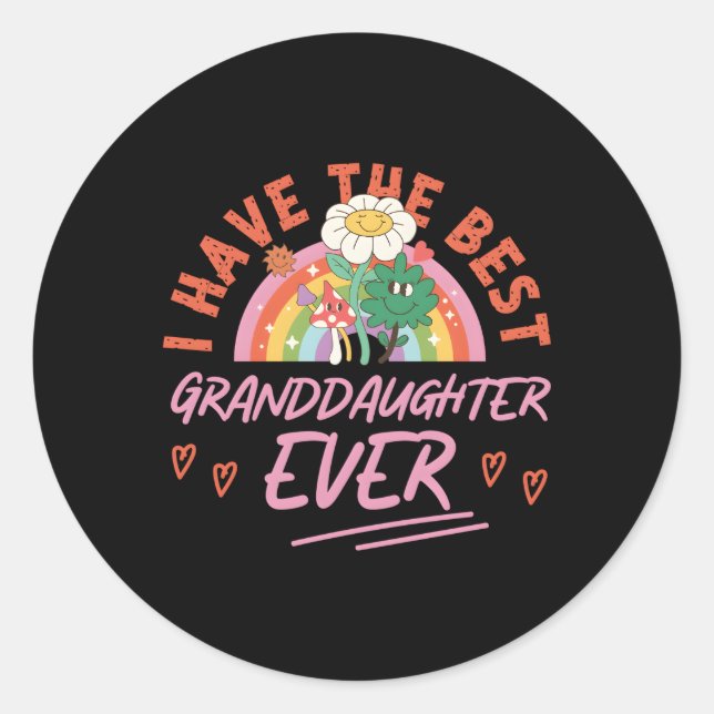 Sticker Rond J'Ai La Meilleure Petite-Fille Jamais (Devant)