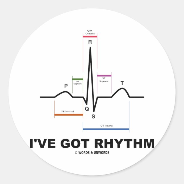 Sticker Rond J'ai le rythme (ECG - EKG Heart Beat) (Devant)