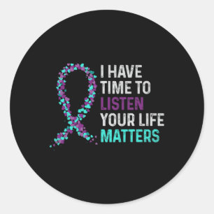 Sticker Rond J'Ai Le Temps D'Écouter L'Accusé De Suicide En San
