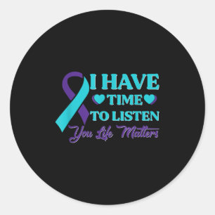 Sticker Rond J'Ai Le Temps D'Écouter Sensibilisation Au Suicide