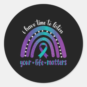 Sticker Rond J'Ai Le Temps D'Écouter Sensibilisation Au Suicide