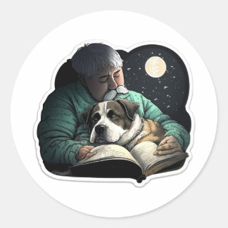 Sticker Rond J'ai lu à mon chien aussi !