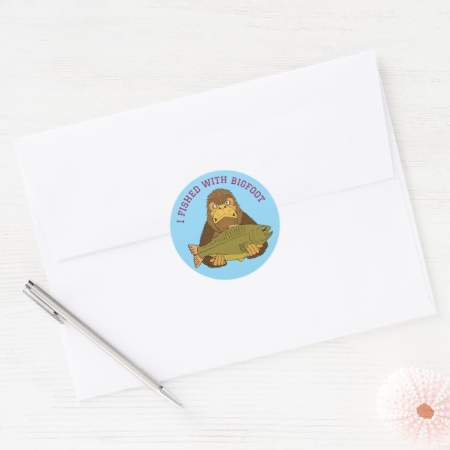 Sticker Rond J'ai mangé avec Bigfoot Drôle Quote de pêche (Enveloppe)