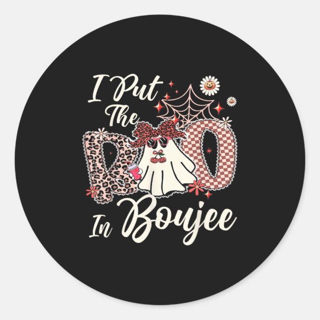 Sticker Rond J'Ai Mis Le Boo Dans Boujee Cute Leopard Retro Gho (Devant)