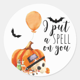Sticker Rond J'ai mis un sort sur vous Citrouille d'aquarelle
