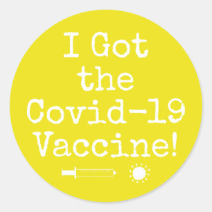 Sticker Rond J'ai reçu le vaccin Covid-19 Simple Bright Yellow