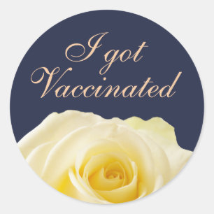 Sticker Rond J'ai reçu un vaccin Mariage floral rose jaune