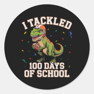 Sticker Rond J'ai relevé le défi de 100 jours d'école Dino T-re