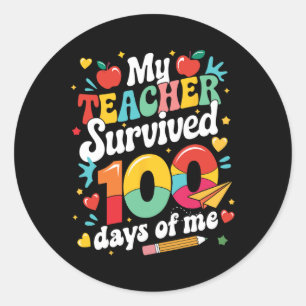 Sticker Rond J'ai survécu 100 jours de l'école C'est bien Im Fi