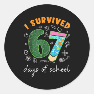 Sticker Rond J'ai survécu 67 jours d'école 67 Mème Science Ense