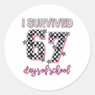 Sticker Rond J'ai survécu 67 jours d'école Enseignants Élèves 6
