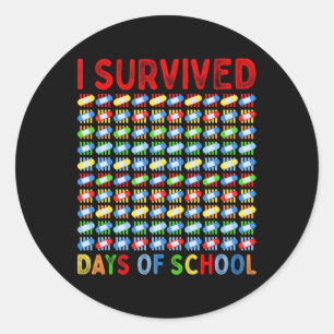 Sticker Rond J'Ai Survécu À 100 Jours D'Enseignant Enfants Bynd