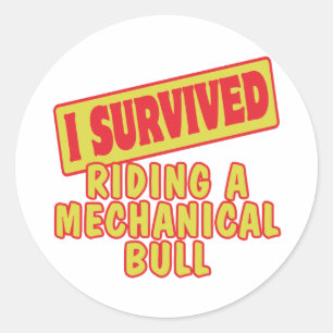 STICKER ROND J'AI SURVÉCU À BOULEVERSER UN BÂTIMENT MÉCANIQUE