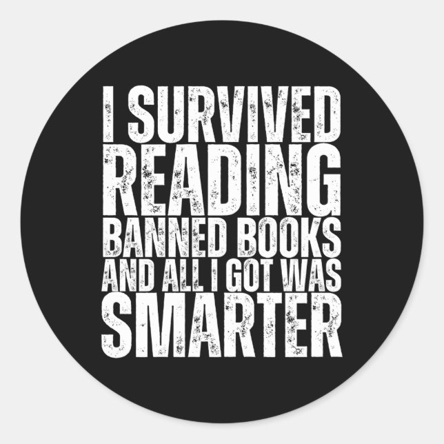 Sticker Rond J'Ai Survécu À La Lecture De Livres Interdits Et T (Devant)