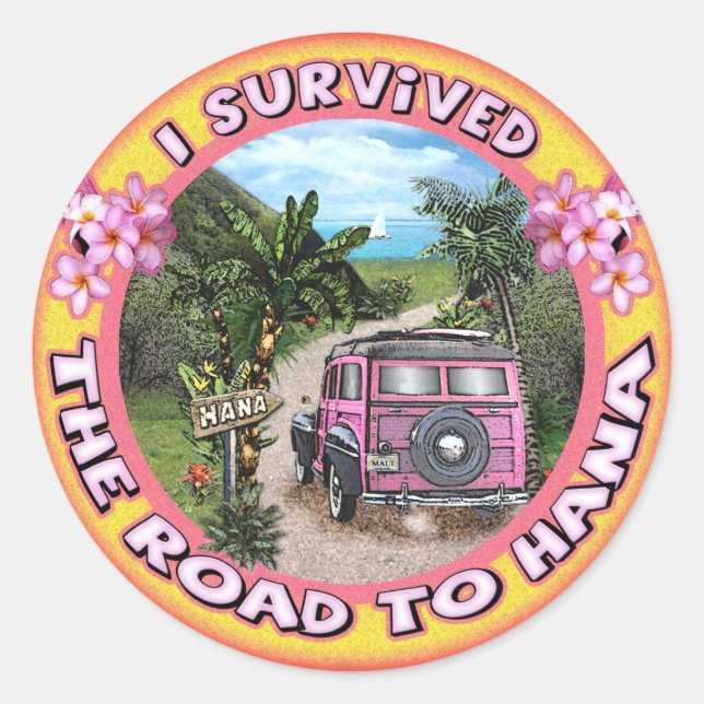 Sticker Rond J'ai survécu à la route de Hana (Devant)