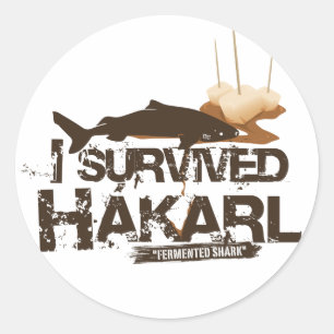 Sticker Rond J'ai survécu à l'autocollant de Hákarl