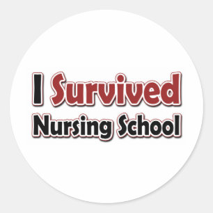 Sticker Rond J'ai survécu à l'école de soins infirmiers