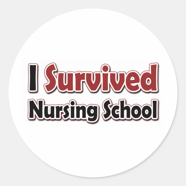 Sticker Rond J'ai survécu à l'école de soins infirmiers (Devant)