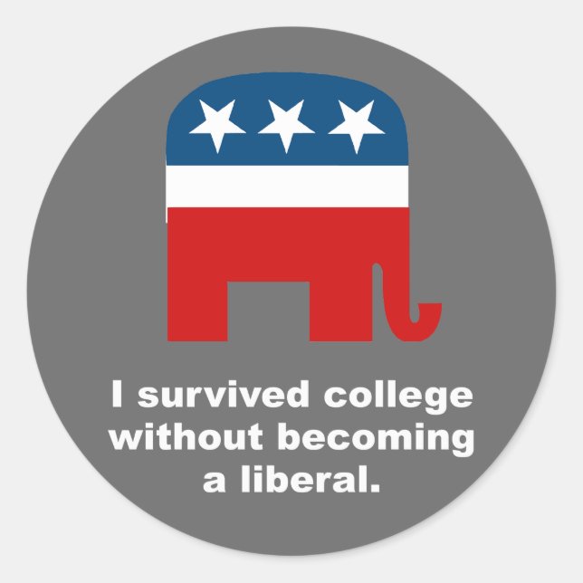 Sticker Rond J'ai survécu à l'université sans devenir un libéra (Devant)
