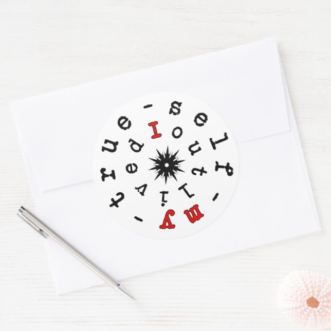 Sticker Rond J'ai survécu à mon véritable moi – devise existent (Enveloppe)