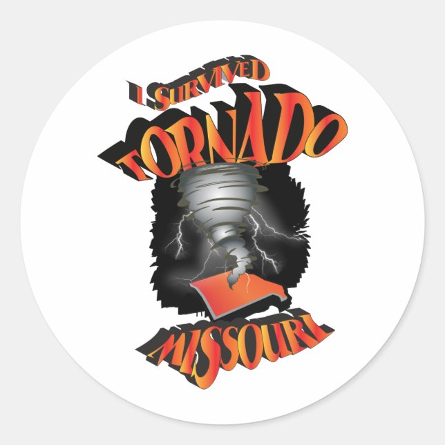 Sticker Rond J'ai survécu à Tornado Missouri (Devant)