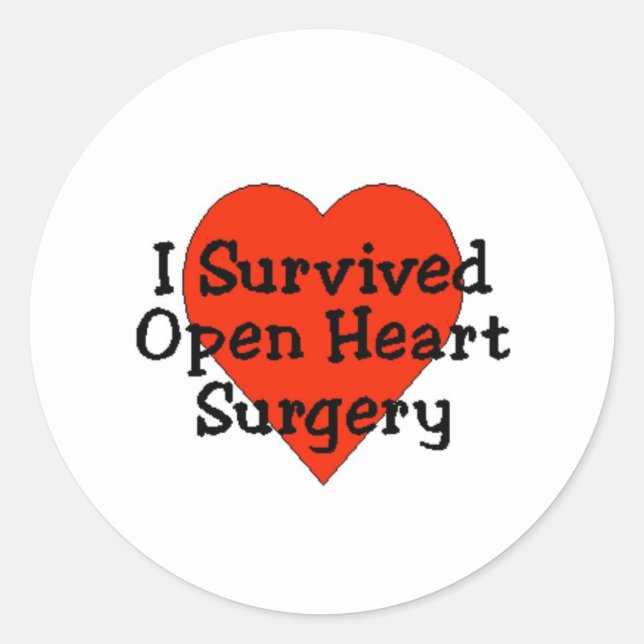 Sticker Rond J'ai survécu Chirurgie Coeur Ouvert Classique Stic (Devant)