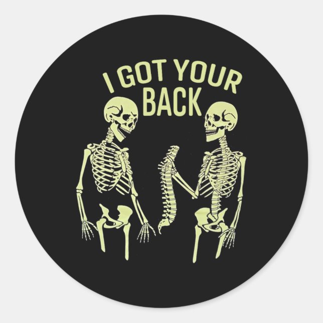 Sticker Rond J'Ai Ton Ck Halloween Skeleton Skull Sarcastique (Devant)