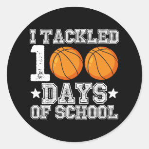 Sticker Rond J'ai traité 100 jours de basket-ball scolaire