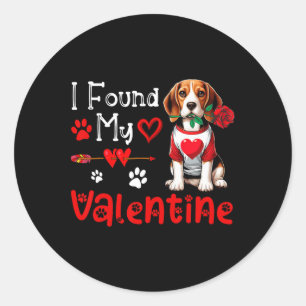 Sticker Rond J'ai trouvé mon Beagle de la Saint-Valentin avec f