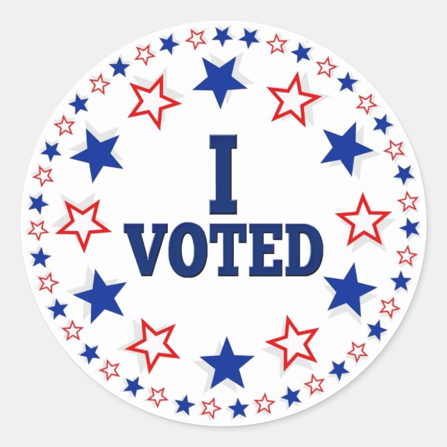 Sticker Rond J'Ai Voté American Stars Red White Blue Election (Devant)