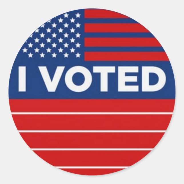 Sticker Rond J'ai voté Rouge Blanc et Bleu Vote Politique (Devant)