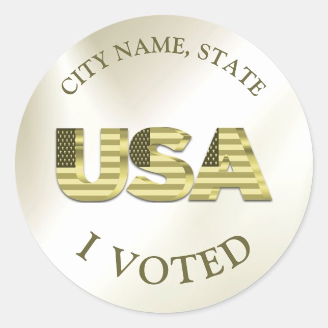 Sticker Rond J'Ai Voté USA Golden Elegant Election (Devant)