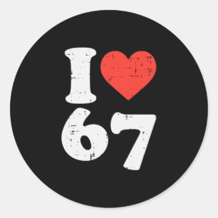 Sticker Rond J'aime 67 Drôle 6 7 Costume Meme Six Sept Enfants