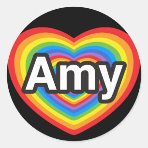 Sticker Rond J'aime Amy. Je t'aime Amy. Cœur