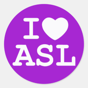 Sticker Rond J'aime ASL (la couleur)