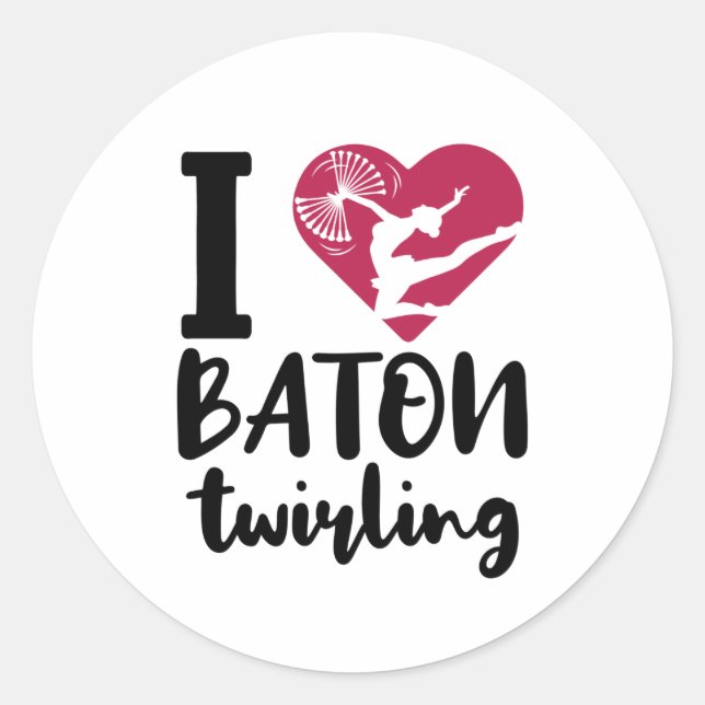 Sticker Rond J'Aime Baton Twirling (Devant)