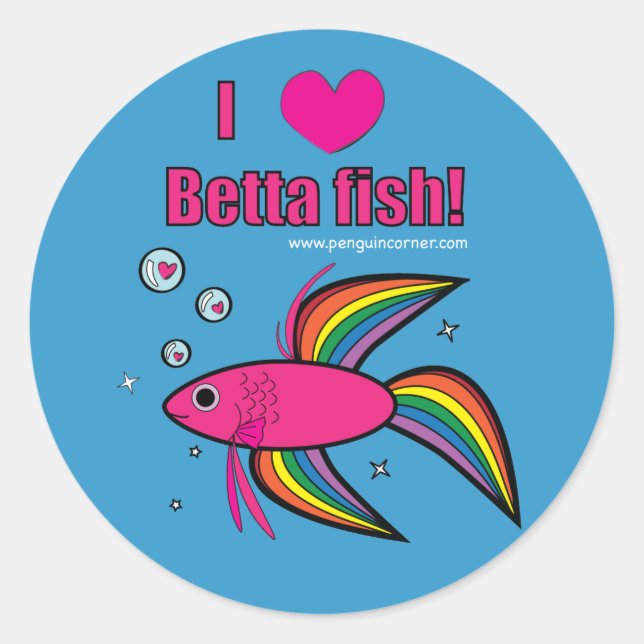 Sticker Rond J'Aime Betta Fish ! (Devant)