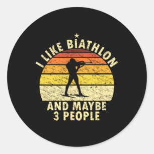 Sticker Rond J'Aime Biathlon Funny Biathlonist Wintersport Cros