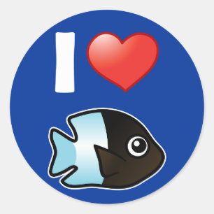 Sticker Rond J'Aime Bicolor Damselfish