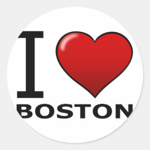 STICKER ROND J'AIME BOSTON, MA - MASSACHUSETTS