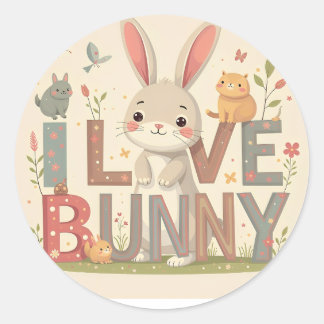 Sticker Rond J'Aime Bunny