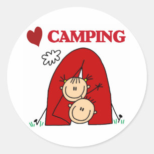 Sticker Rond J'aime camper