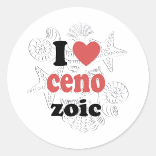 Sticker Rond J'aime Cénozoïque drôle de citation pour les scien