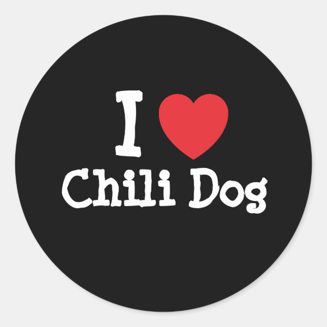 Sticker Rond J'aime Chili Chien coeur T-shirt (Devant)