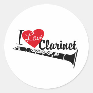Sticker Rond J'Aime Clarinet