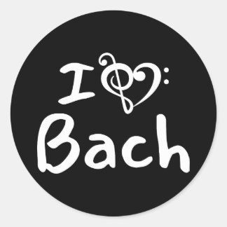 Sticker Rond J'aime cœur Bach Musique Classique Texte Blanc