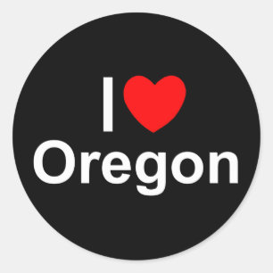 Sticker Rond J'aime (coeur) l'Orégon
