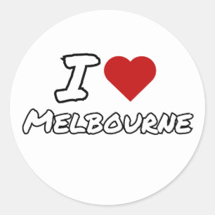 Sticker Rond J'aime cœur Melbourne ville